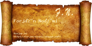 Forján Noémi névjegykártya